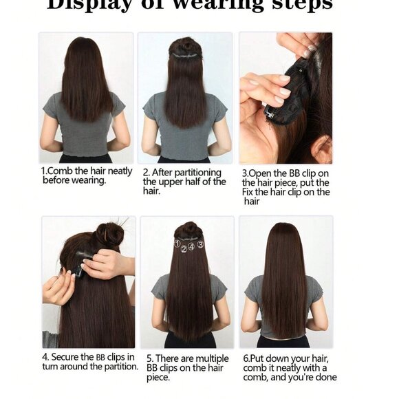 Ombre Brown & Blonde Straight hair Clip in Long Hair Extensions 22 in Set - Picture 10 of 11